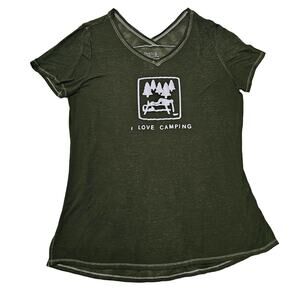 Time and True Size XL Dark green short sleeve shirt -  I Love Camping